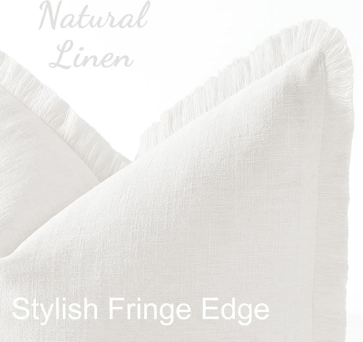 decorUhome Summer Decorative Neutral Linen Fringe Throw Pillow Covers Set of 2 Cream White Pillow Covers with Tassels Soft Farmhouse Boho A…