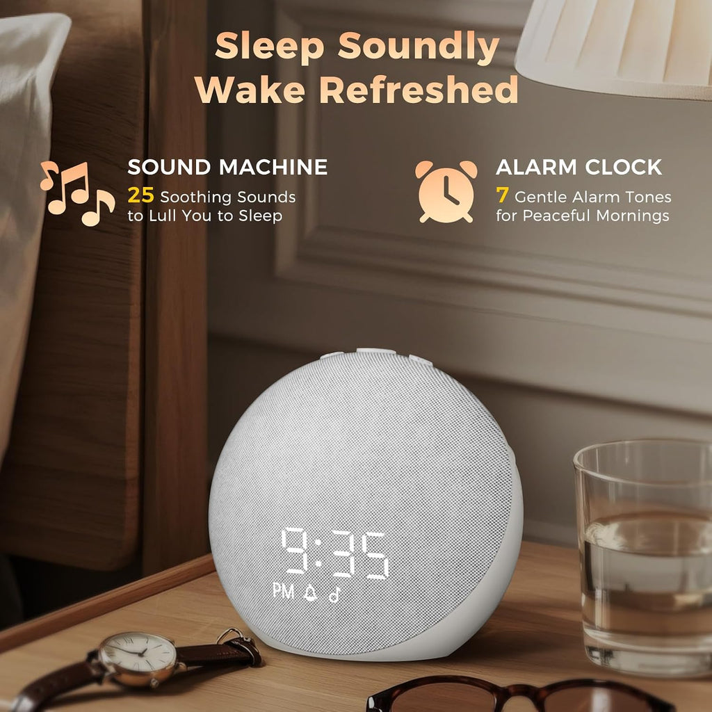 Acedeck Sound Machine Alarm Clock for Bedroom: 25 Natural Sleep Sounds - White Noise Machine for Adults Kids Baby - Gentle Wake Up Alarm wi…