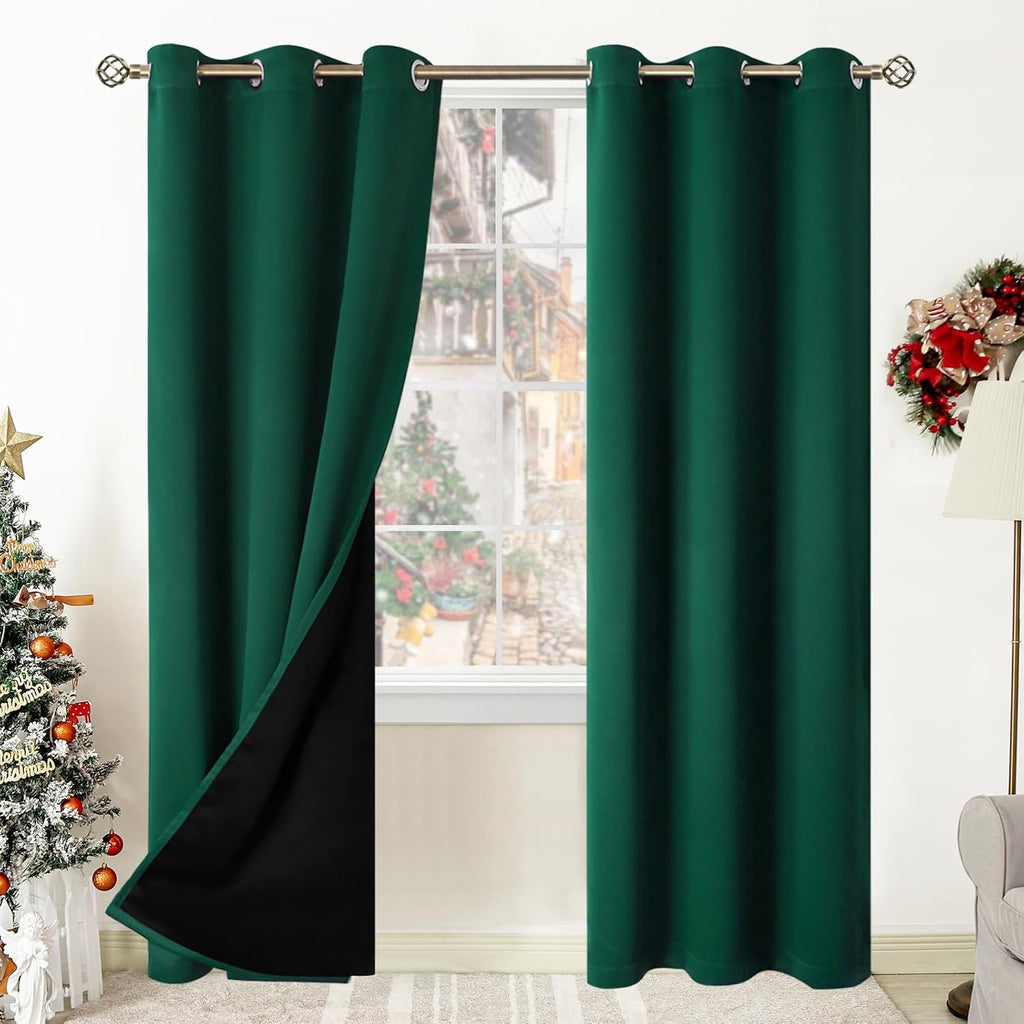 BGment Thermal Insulated 100% Blackout Curtains for Bedroom with Black Liner, Double Layer Full Room Darkening Noise Reducing Grommet Curta…