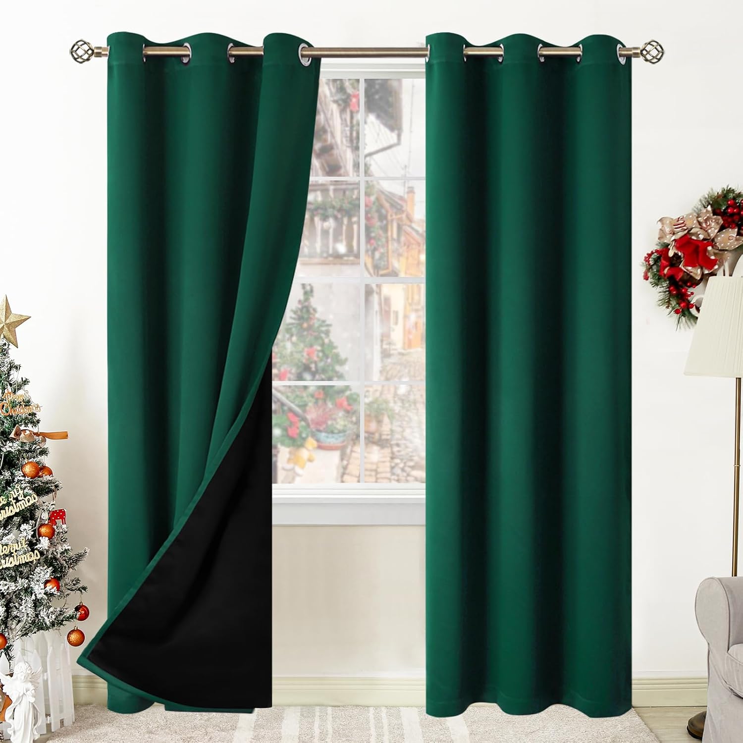 BGment Thermal Insulated 100% Blackout Curtains for Bedroom with Black Liner, Double Layer Full Room Darkening Noise Reducing Grommet Curta…