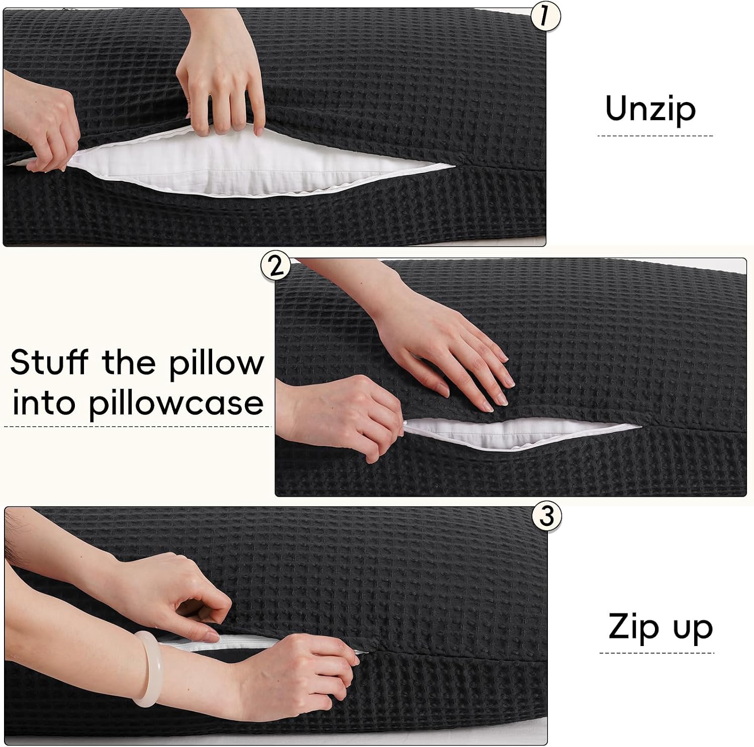 Phf Ultra Soft Waffle Weave Body Pillowcase with Zipper, No Insert, 1Pack 20" x 54" Pillow Sham, Breathable & Skin-Friendly Body Pillow cas…