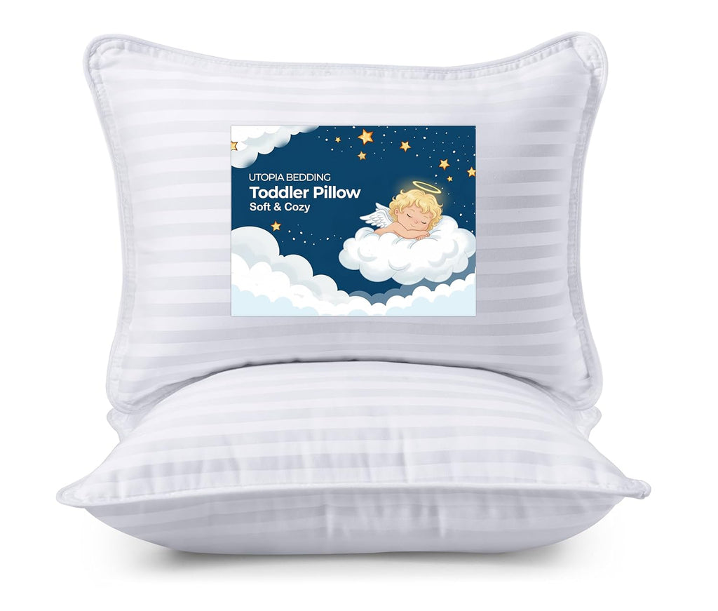 Utopiabedding Utopia Bedding Toddler Pillow (White, 2 Pack), 13x18 Pillows for Sleeping, Soft and Breathable Cotton Blend Shell, Small Kids…