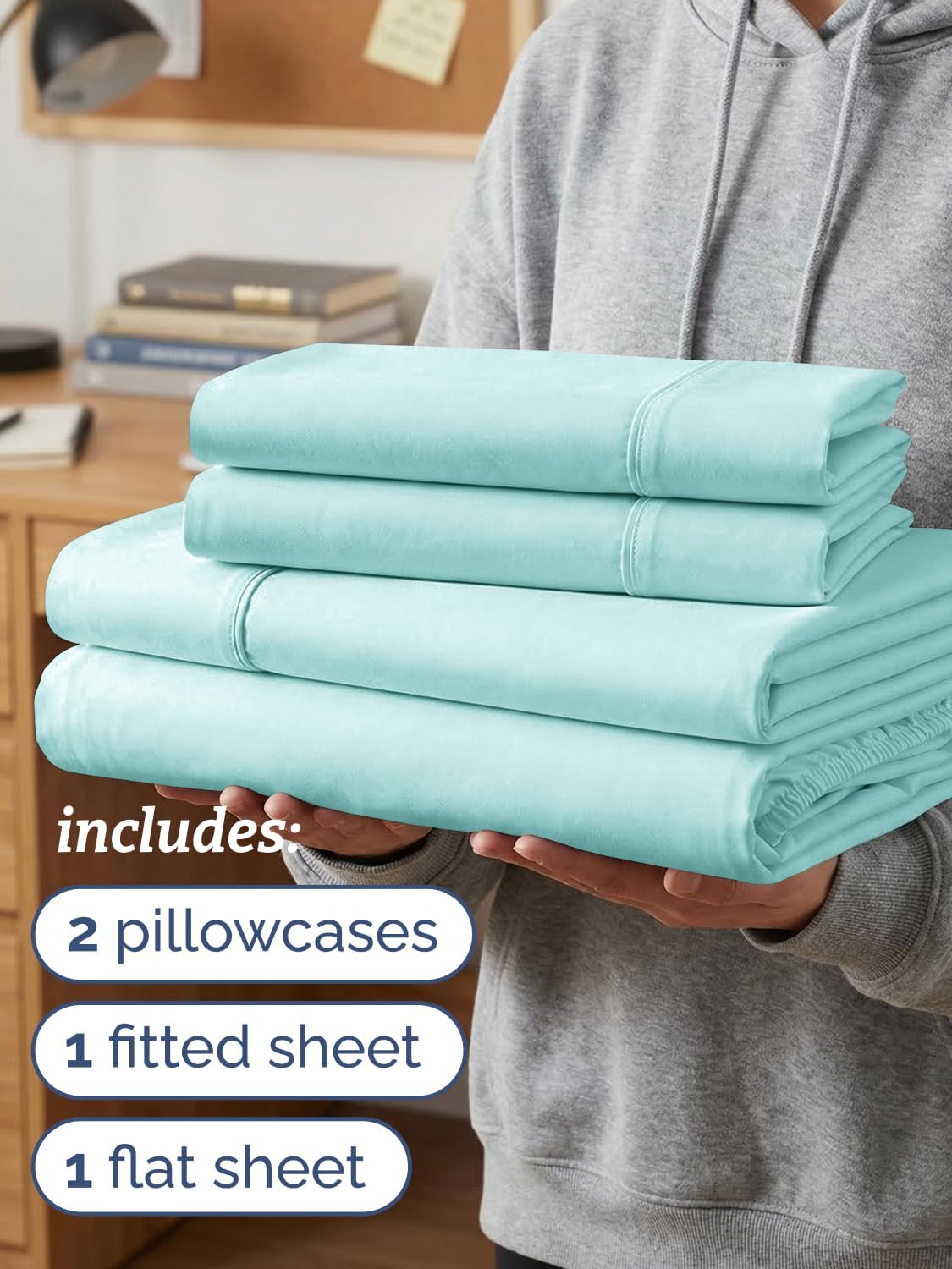 Twin XL 4 Piece Sheet Set - Comfy Breathable & Cooling - Hotel Luxury Bedding for Women, Men, Kids, Teens & Children - 1 Flat & 1 Fitted…