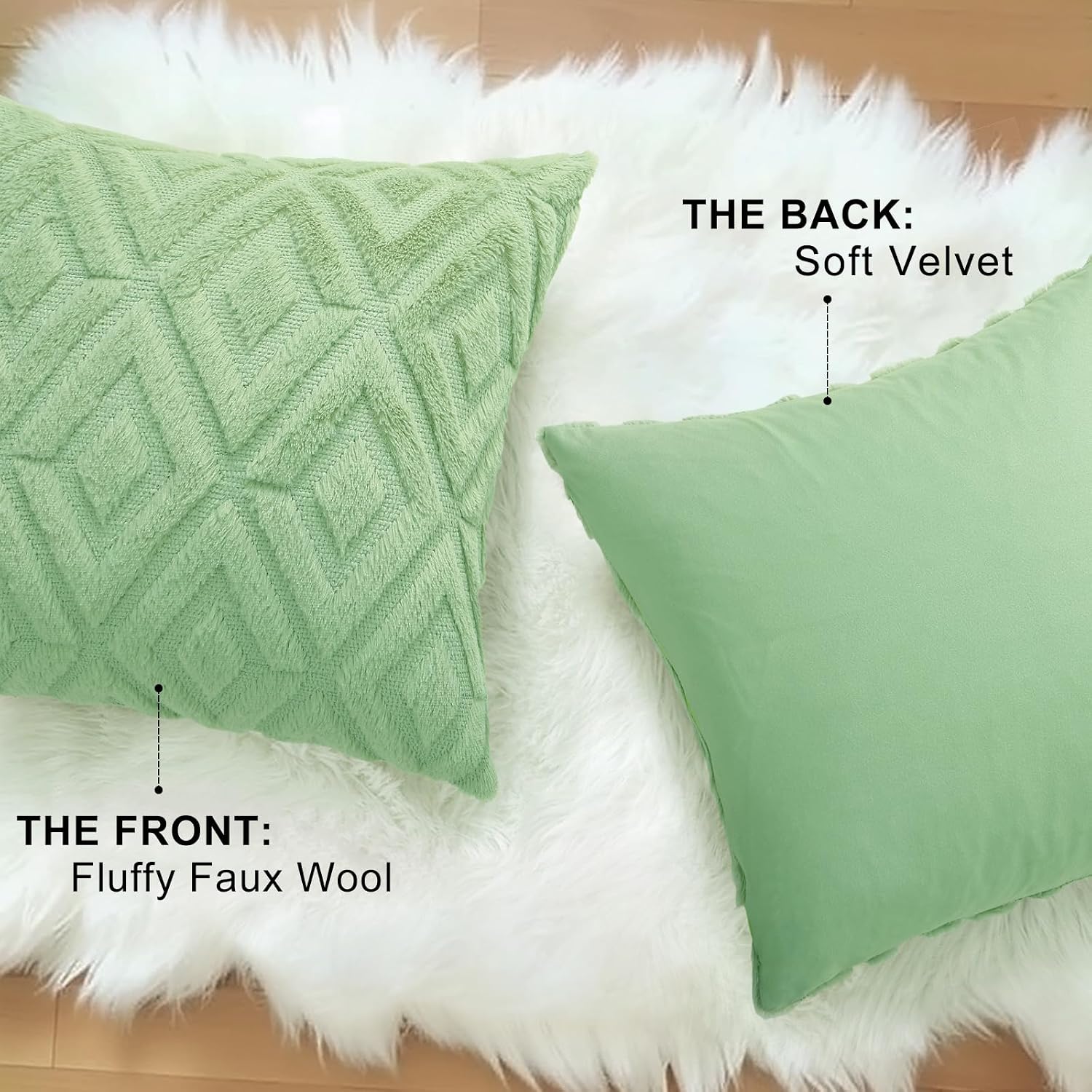 decorUhome Summer Couch Euro Sham Throw Pillow Covers 26x26 Set of 2, Decorative Soft Plush Faux Fur Wool Accent Pillow Covers for Modern F…