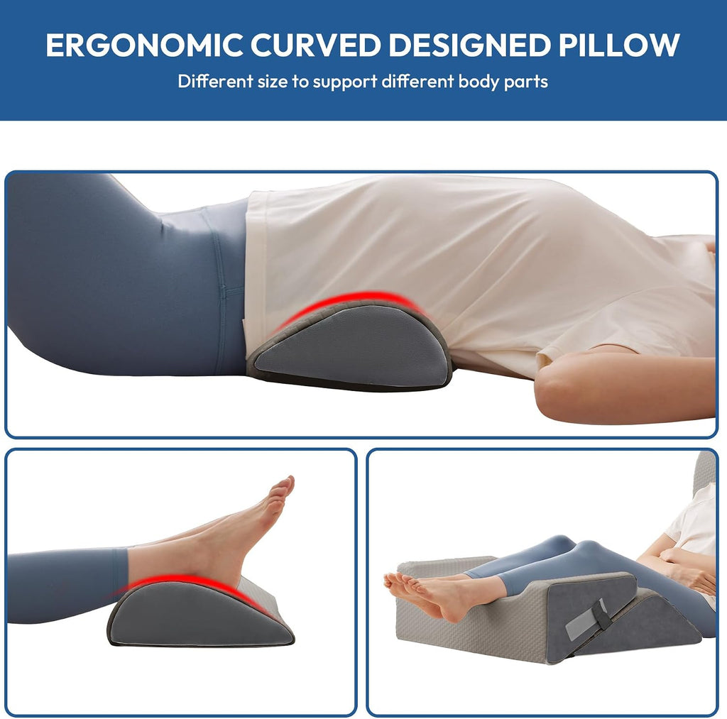 Ahpmeoa 6PCS Wedge Pillow Set for After Surgery, Back Pillow for Bed Sitting Up, Orthopedic Bed Wedge for Body, Leg, Memory Foam Pillow fo…