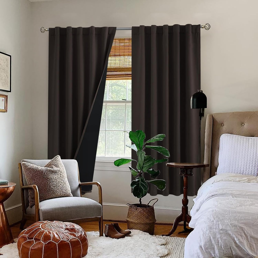 BGment Full Blackout Curtains 72 Inches Long with Insulated Lining Curtains, Light Blocking Soundproof Room Darkening Rod Pocket and Back…