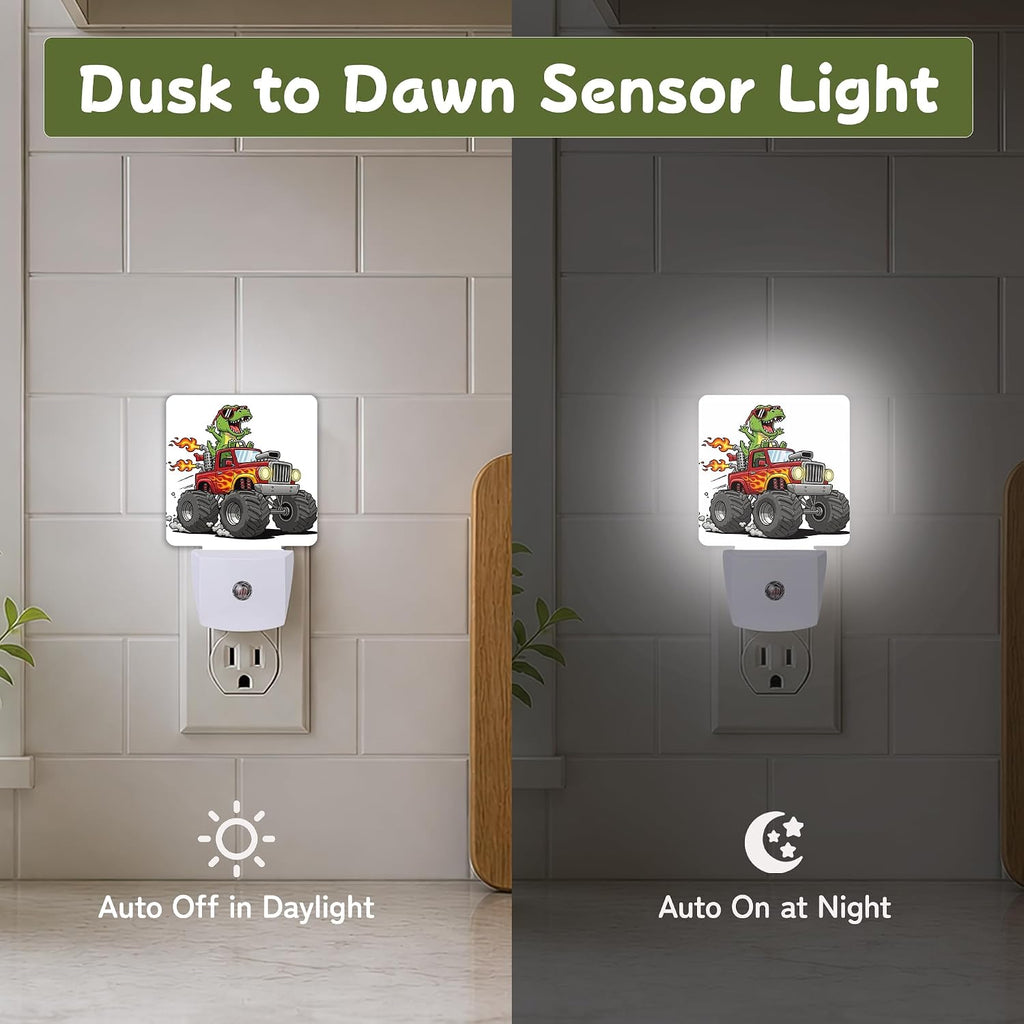 Night Light, Dinosaur Truck Night Lights Plug into Wall Decor for Bedroom Bathroom Hallway Kitchen, Dusk to Dawn Sensor Gift for Women…