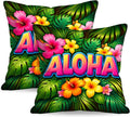 BlissYard Aloha Tropical Throw Pillow Covers 18x18 Set of 2 Decorative Pillow Covers Hawaiian Summer Floral Pillow Covers for Couch Sofa…