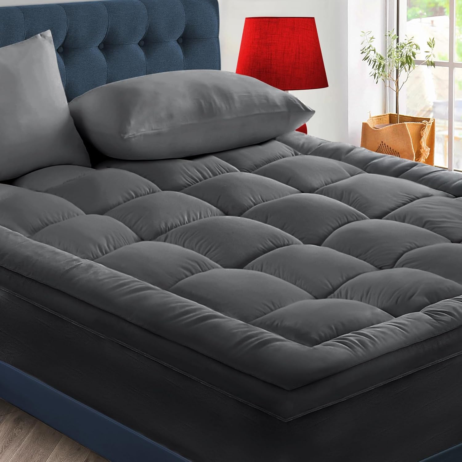 CYMULA Mattress Topper Super Queen Size - Extra Thick Cooling Mattress Pad Cover for Back Pain - Soft Mattress Protector Bed Topper…