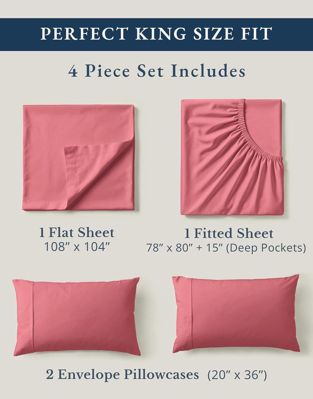 LaneLinen LANE LINEN 100% Organic Cotton Bedsheets King Size Bed, Soft & Comfy Luxury Hotel Style Percale Cooling Sheets King Size, Oeko Te…