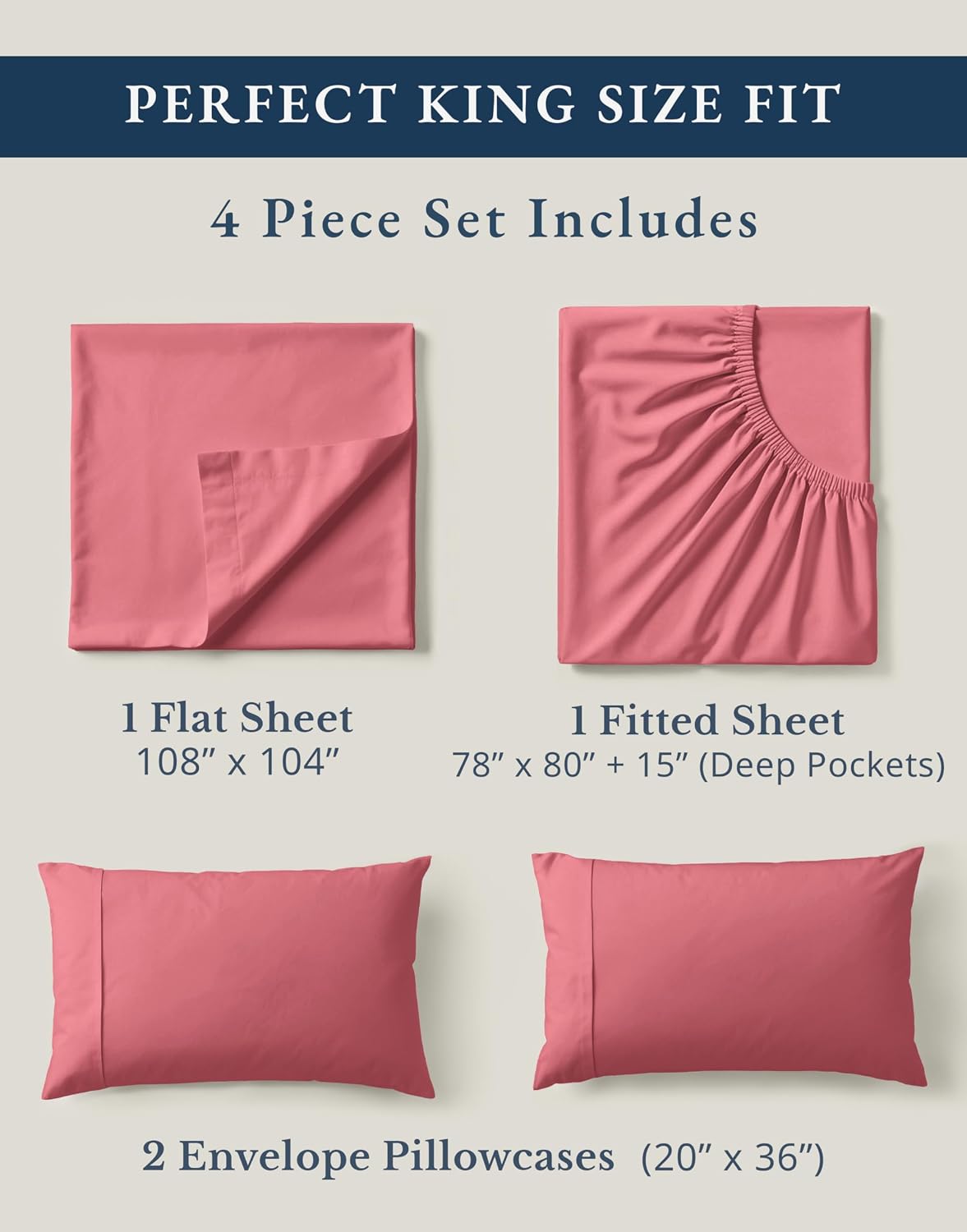 LaneLinen LANE LINEN 100% Organic Cotton Bedsheets King Size Bed, Soft & Comfy Luxury Hotel Style Percale Cooling Sheets King Size, Oeko Te…