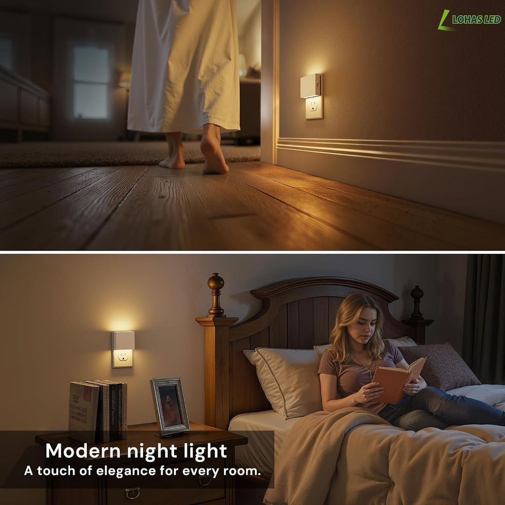 L LOHAS LED Night Light, Night Lights Plug into Wall,0-100LM Stepless Dimmable Brightness, Dusk to Dawn Sensor,3000K Soft White, Foldable…