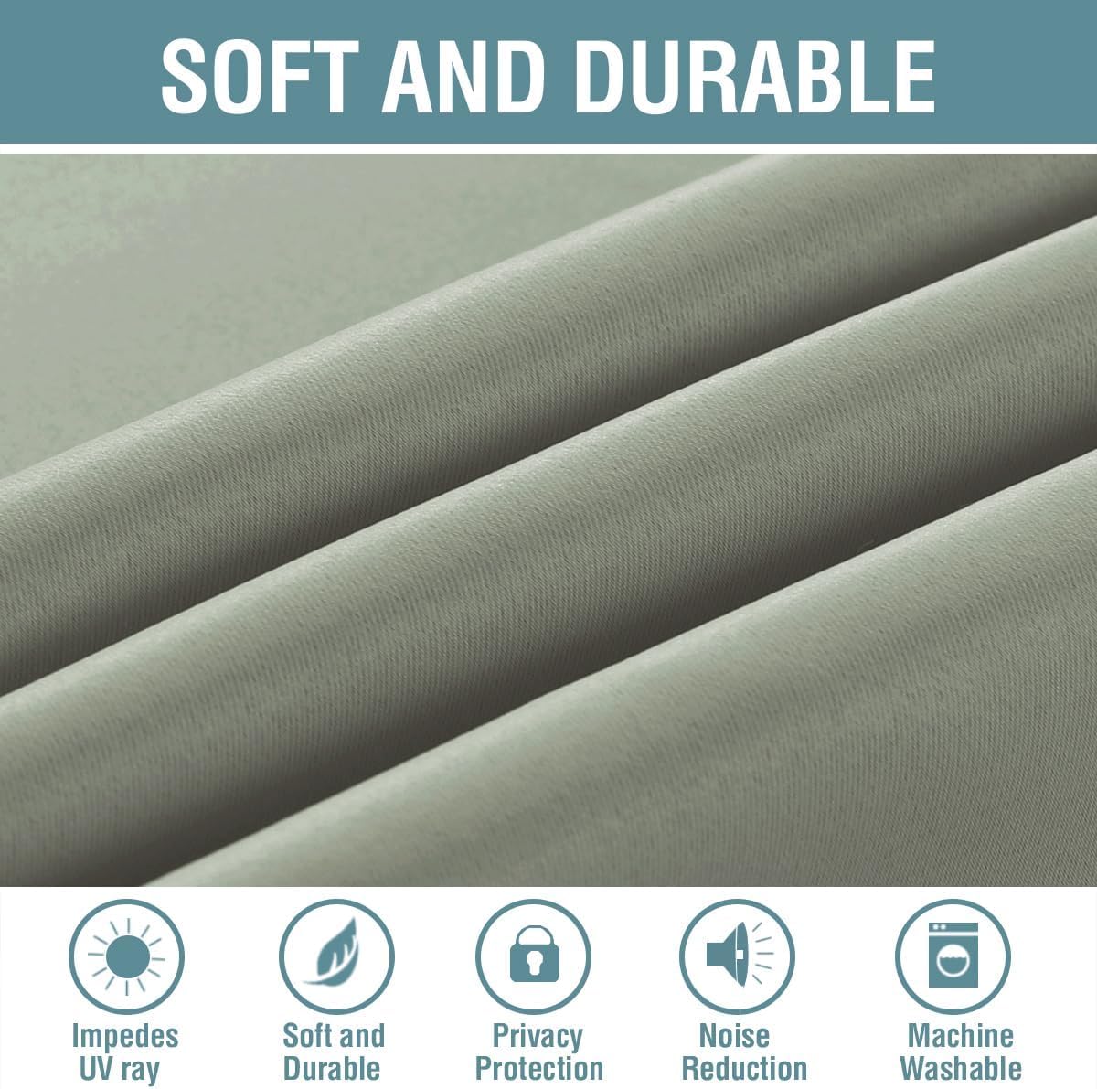 H.VERSAILTEX Sage Green Curtains/Drapes Blackout for Bedroom Room Darkening Thermal Curtains for Living Room Noise Reducing Sou…
