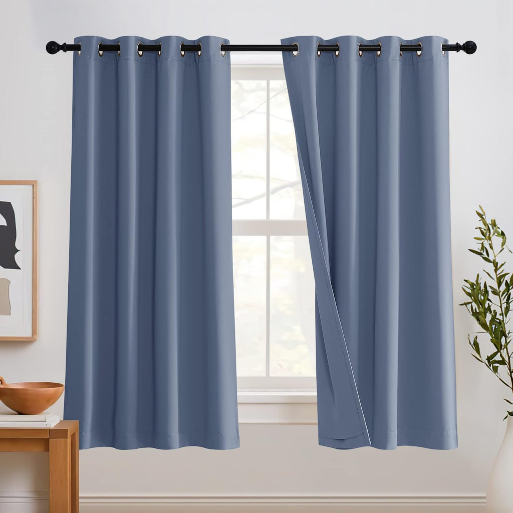 Rybhome RYB HOME 3-in-1 Soundproof - Blackout - Thermal Insulated Living Room Curtains, Inside Detachable Felt Liner for Noise Reduce/Draft…