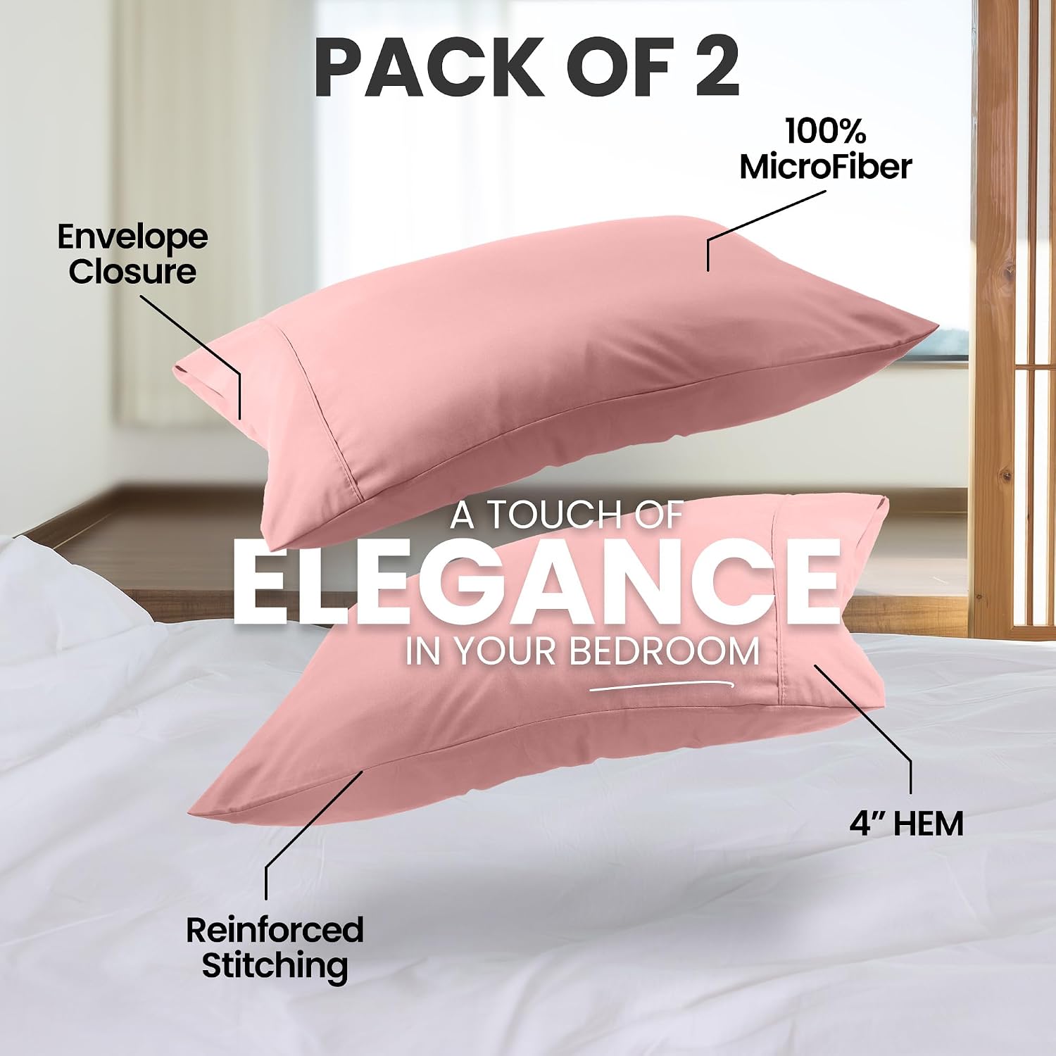 Utopiabedding Utopia Bedding Pillow Cases King Size 2-Pack – Soft Brushed Microfiber – Envelope Closure – Perfect for Hospitals, Hotels, Gu…