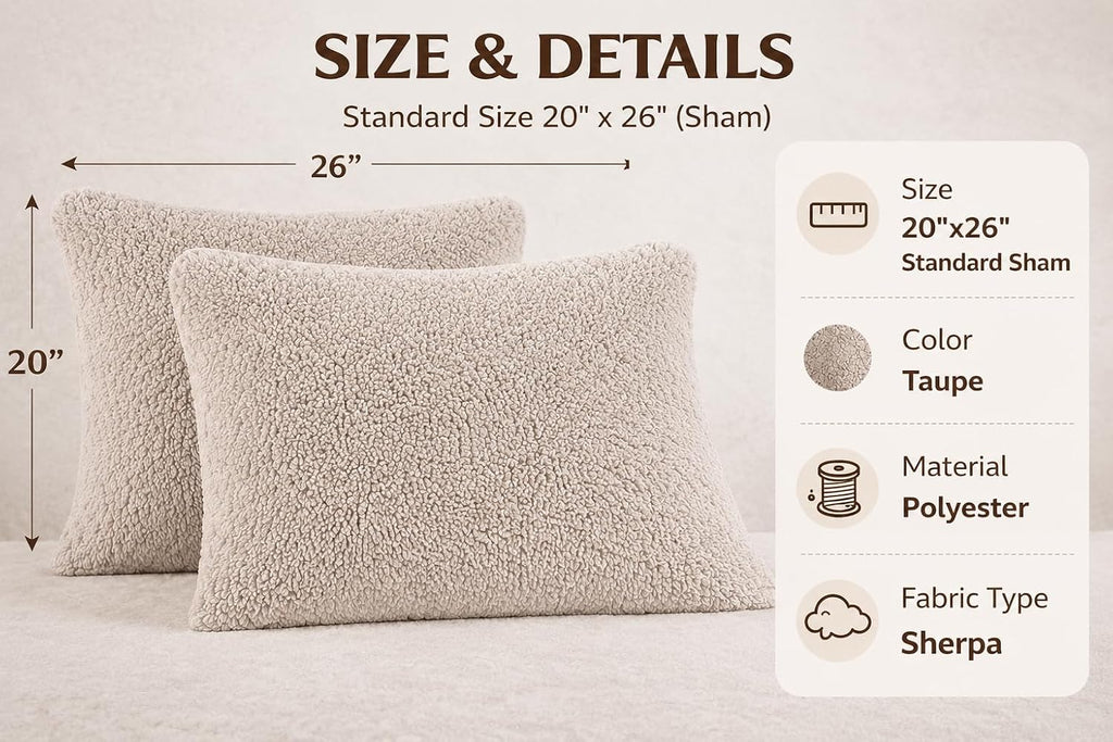 Reafort Sherpa Pillowcases Set of 2, Plush Fleece Standard Pillow Covers 20" x 26" with Zipper Closure, Fluffy Ultra Soft Cozy Pillowcases…