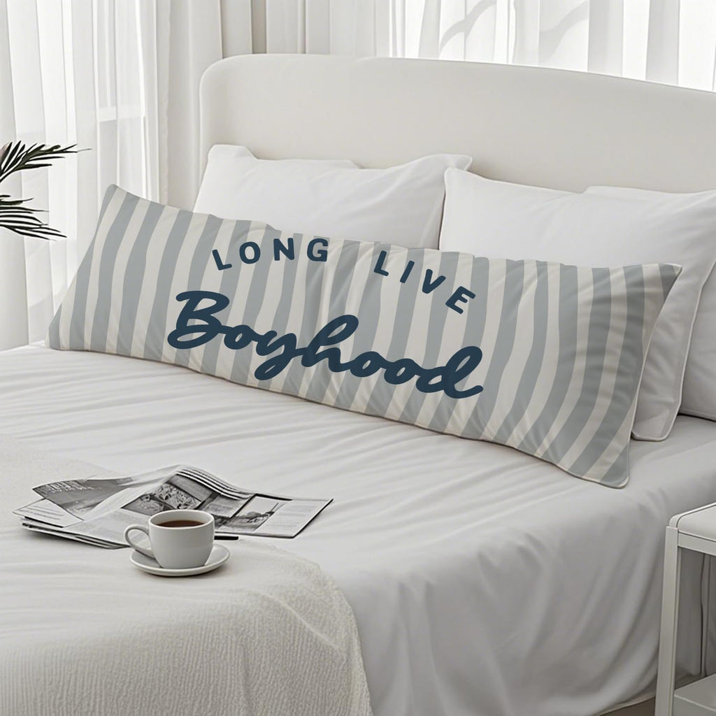 Long Live Boyhood 20x54 Body Pillow Cover for Boys Room Nursery, Boy Nursery Decor, Kids Playroom Decor, Trendy Retro Blue Boyhood…
