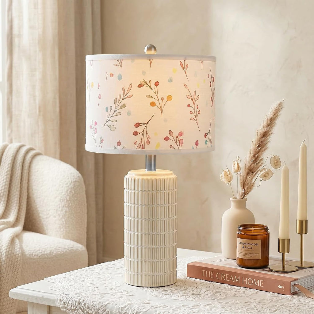 PoKat 23'' Table Lamp with Flower Lampshade for Night Stands, Birthday Gifts for Women Mom, House Warming Gifts New Home Decor, Ceramic…