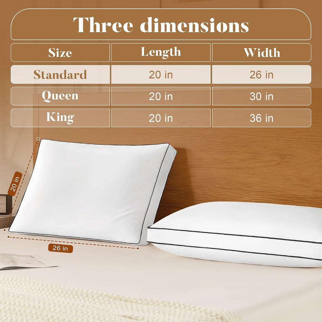 DOWNSTORIA Goose Feather Down Standard Bed Pillows 2 Pack, Luxury Hotel Collection Pillows Set of 2 with Gusset, Down Surrounded Pillow…