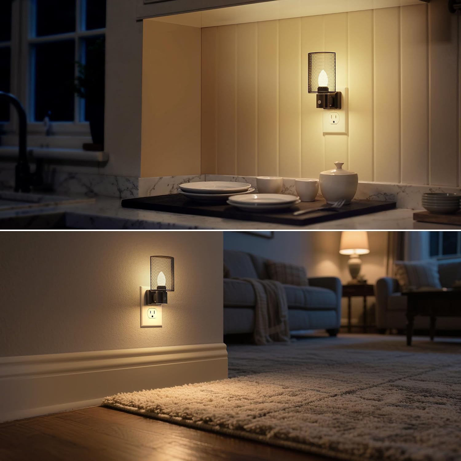 DORESshop LED Night Light Plug in, Night Lights Plug into Wall, Dusk-to-Dawn Sensor, Vintage Farmhouse Decor, 3 Level Brightness…