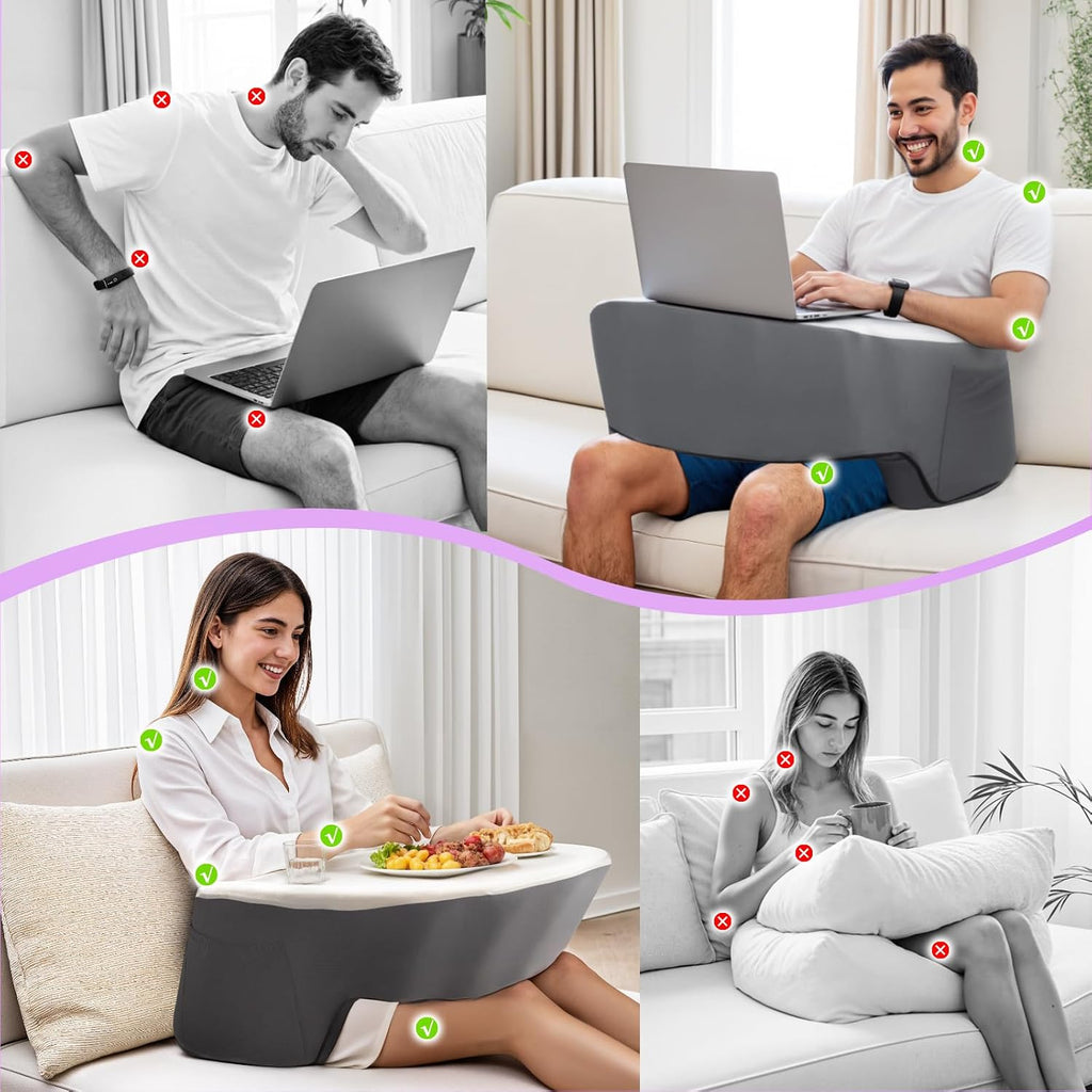 Ergonomic Lap Desk Pillow with Cooling Memory Foam – Gaming Cushion for Bed, Laptop Support, and Reading Pillow with Armrest for Comfort…