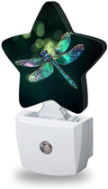 Glitter Dragonfly Night Lights Plug Into Wall, Green Dusk to Dawn Light Sensor Night Light for Kids, Energy Efficient Sleep Friendly Lamp…