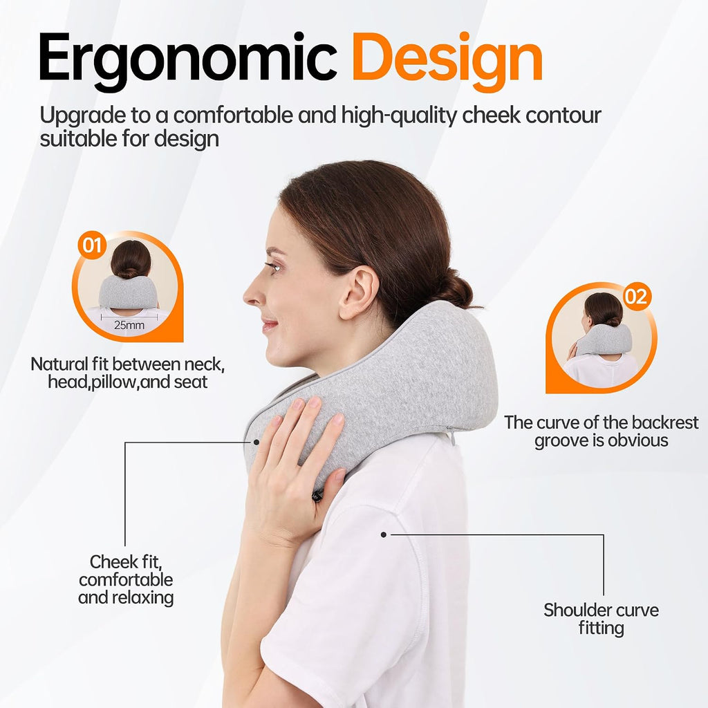 MANXUEKAI Travel Neck Pillow 100% Pure Memory Foam Travel Pillow for Sleeping on Airplane, Car, Train, Bus, Office and Home Use, Washable…