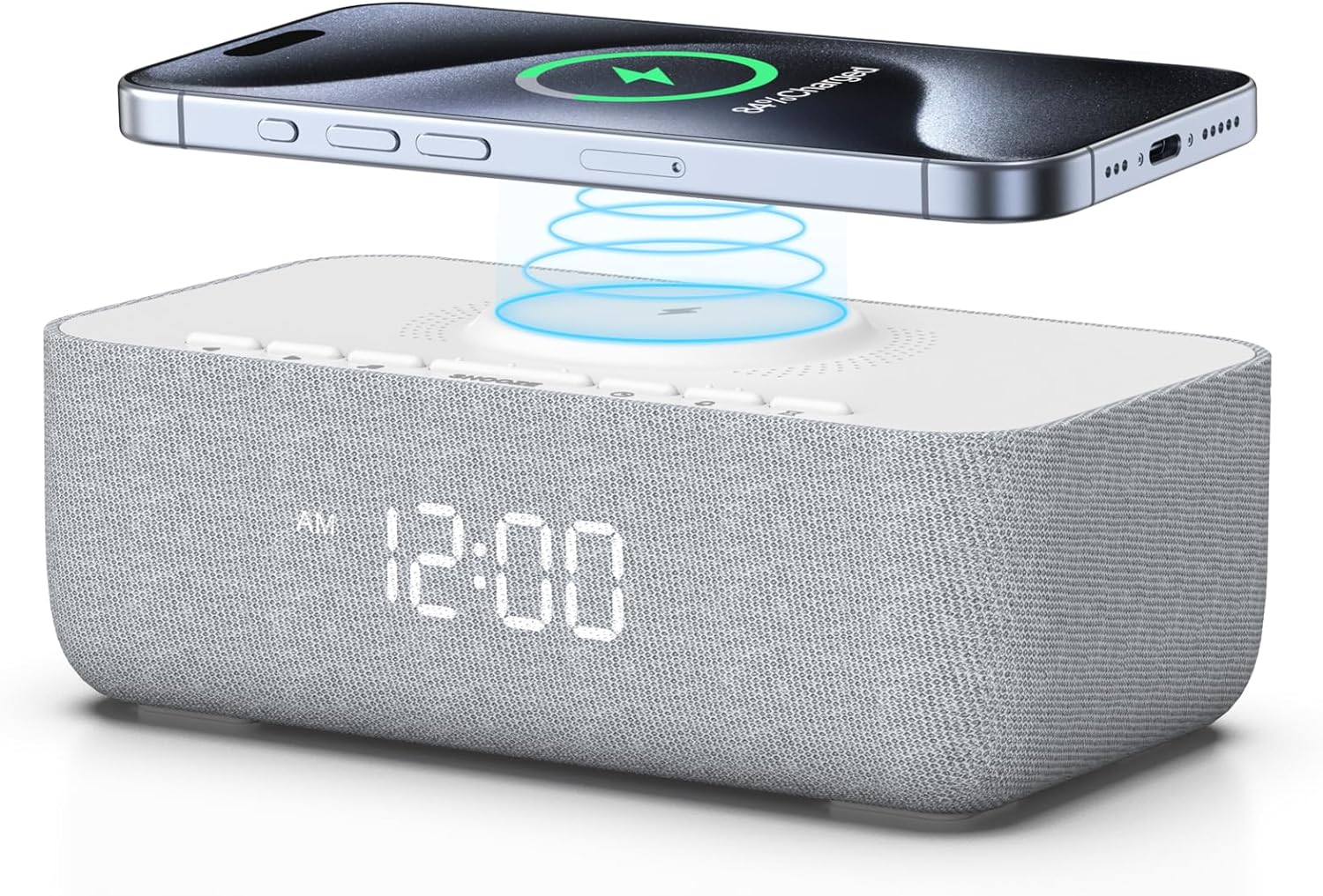 REACHER 15W Fast Wireless Charging Alarm Clock with White Noise Machine │ 20 High-Fidelity Sleep Sounds │ Gradual Wake & Unlimited Snooze…