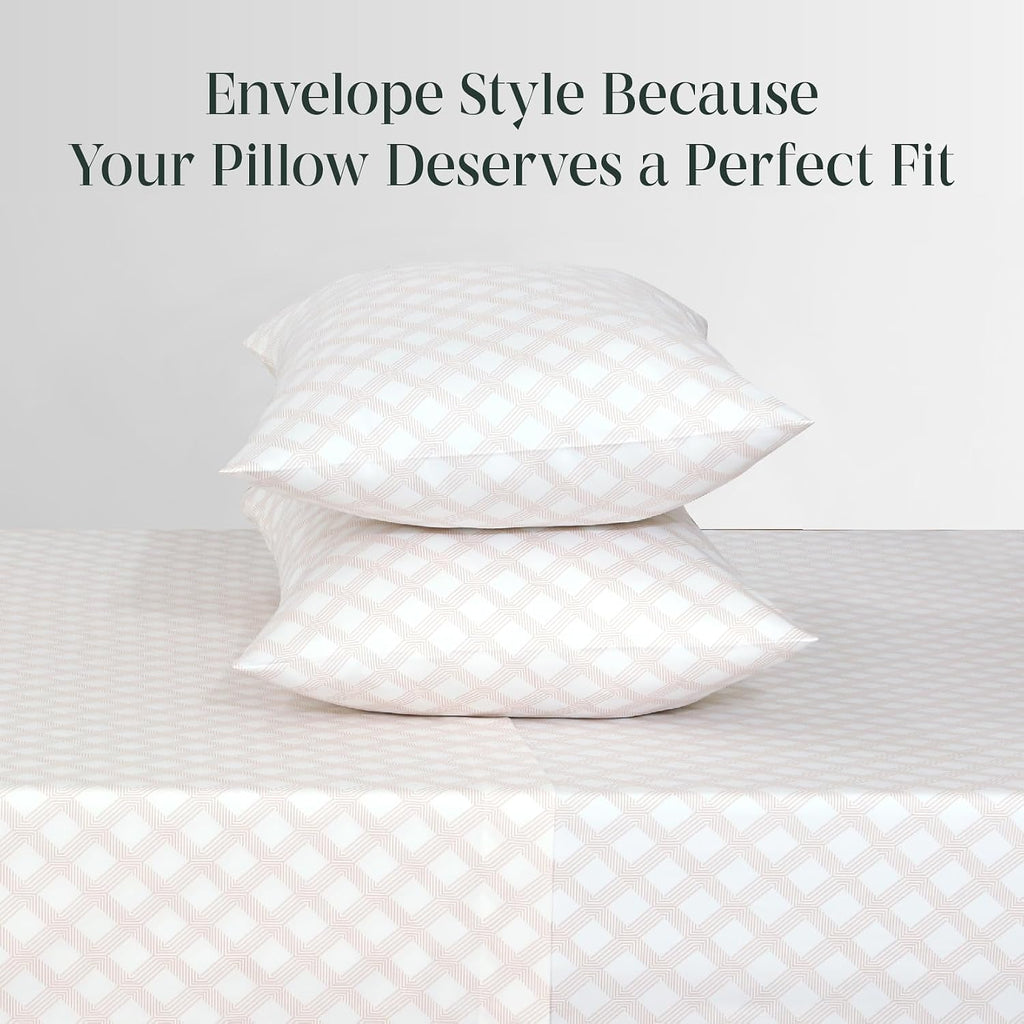 Feather & Stitch 300 TC 100% Cotton King Size Pillowcases 2 piece, Ultra Soft Set of 2 Sateen Weave Pillow Covers with Envelope Closure…