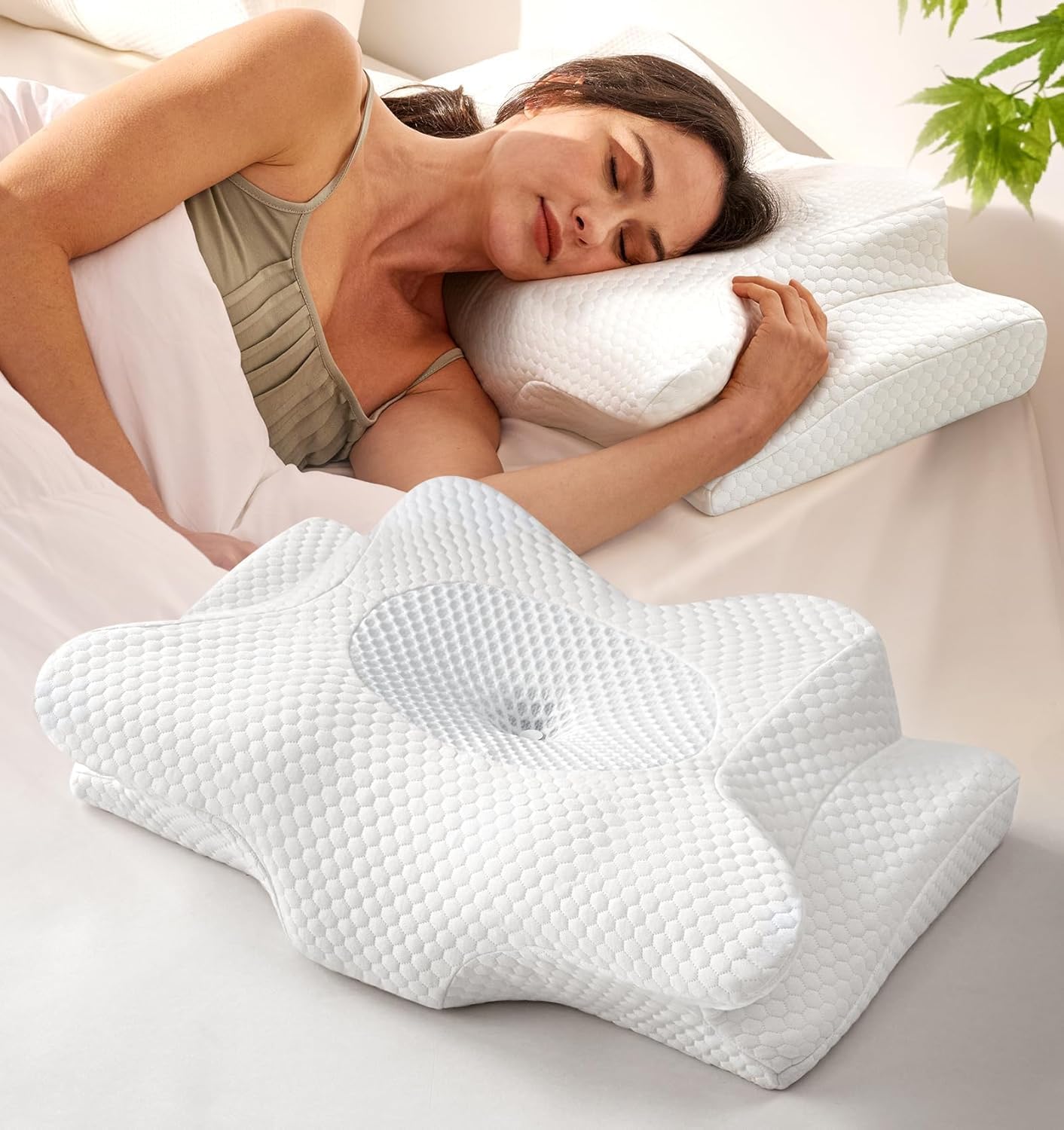 Emircey Clinical-Level Relief Cervical Neck Pillow for Sleeping, Orthopedic Contour Memory Foam Pillow for Side Sleepers, Cooling Reading…