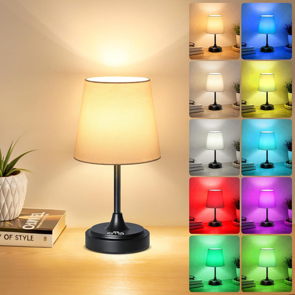 Wowag Small Cordless Table Lamp Rechargeable,5000mAh Battery Operated Desk Lamp,3 Colors & 7 RGB Stepless Dimmable, Touch Ambient Light…