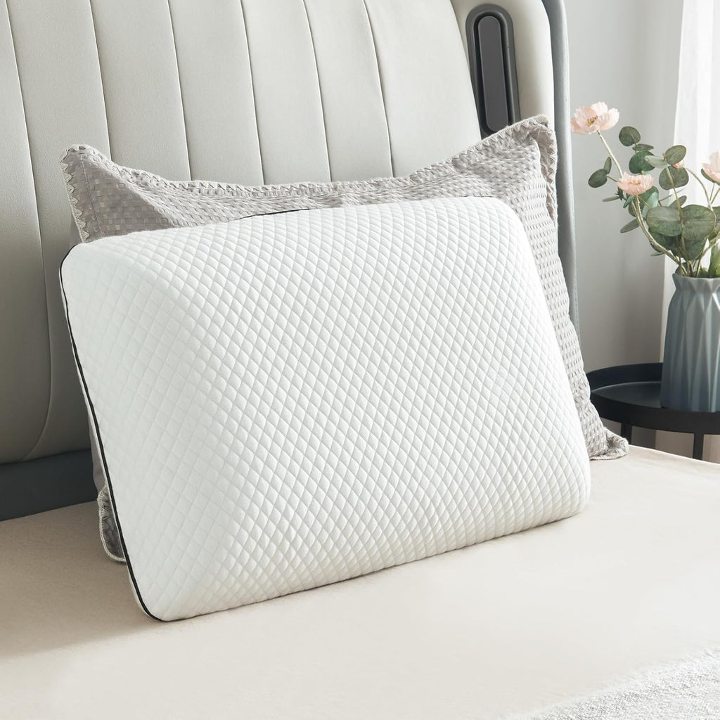 Soft Memory Foam Pillow, Gel Pillow for Back and Side Sleeper, Medium-Soft,150 Breathable Holes, Oeko-TEX & CertiPUR-US…