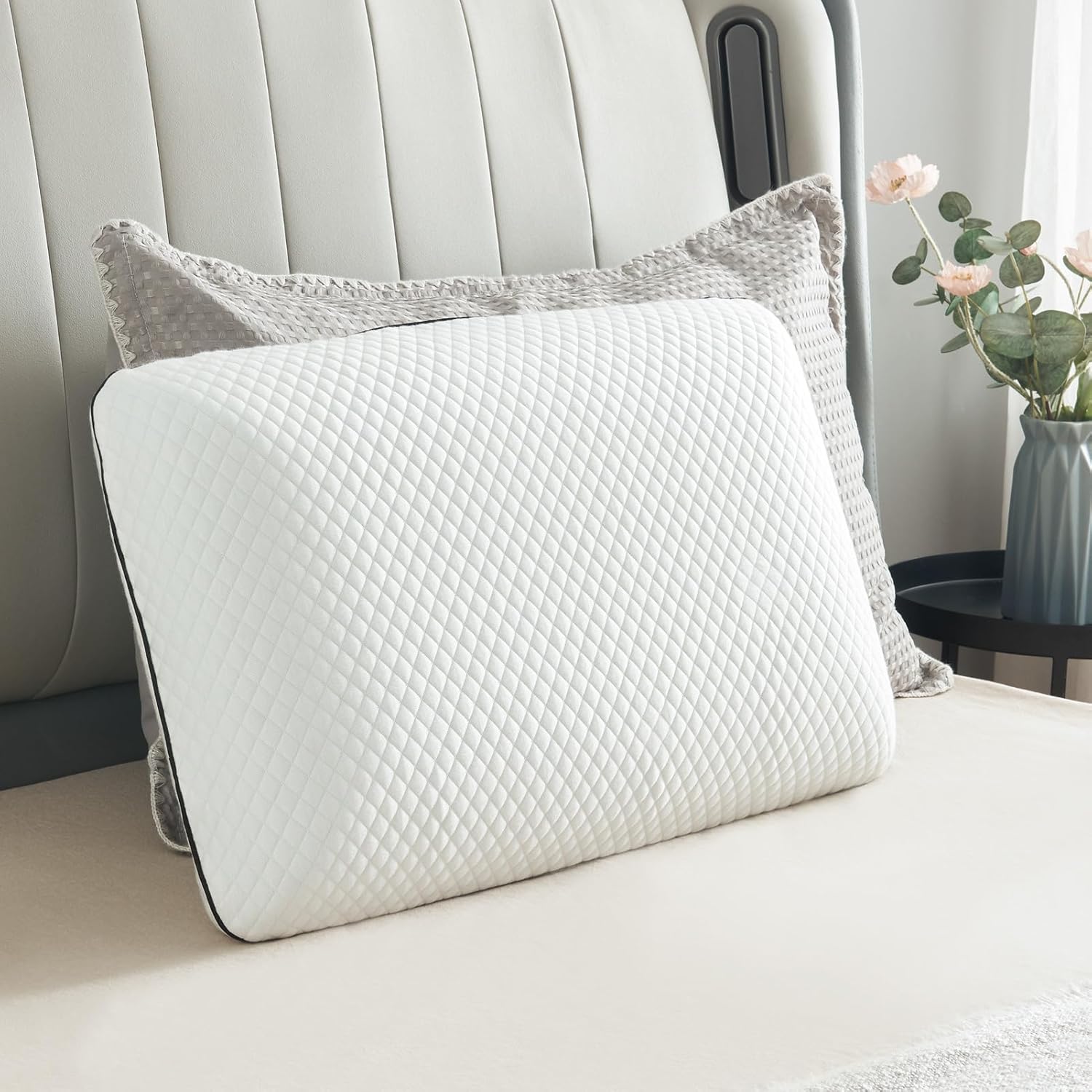 Soft Memory Foam Pillow, Gel Pillow for Back and Side Sleeper, Medium-Soft,150 Breathable Holes, Oeko-TEX & CertiPUR-US…