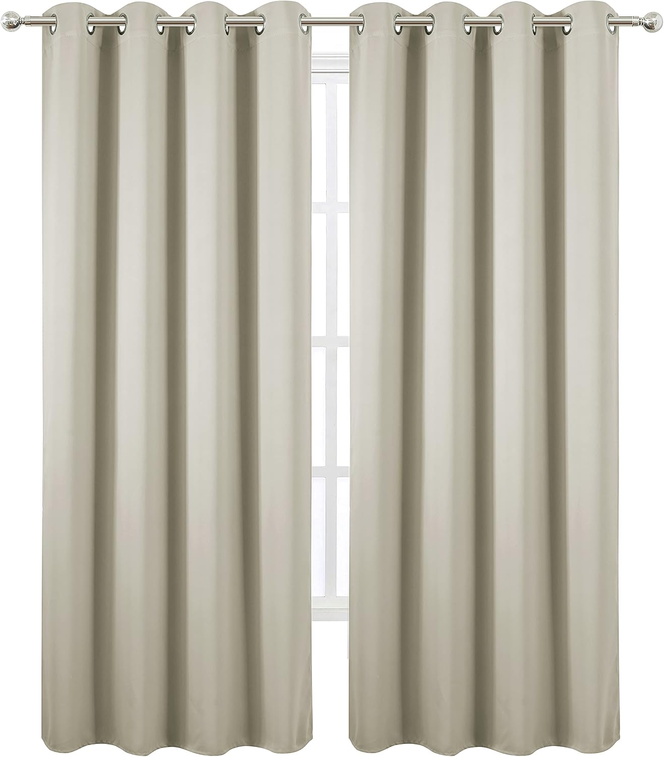 Lemomo Light Beige Thermal Blackout Curtains/52 x 95 Inch/Set of 2 Panels Room Darkening Curtains 95 Inch silver