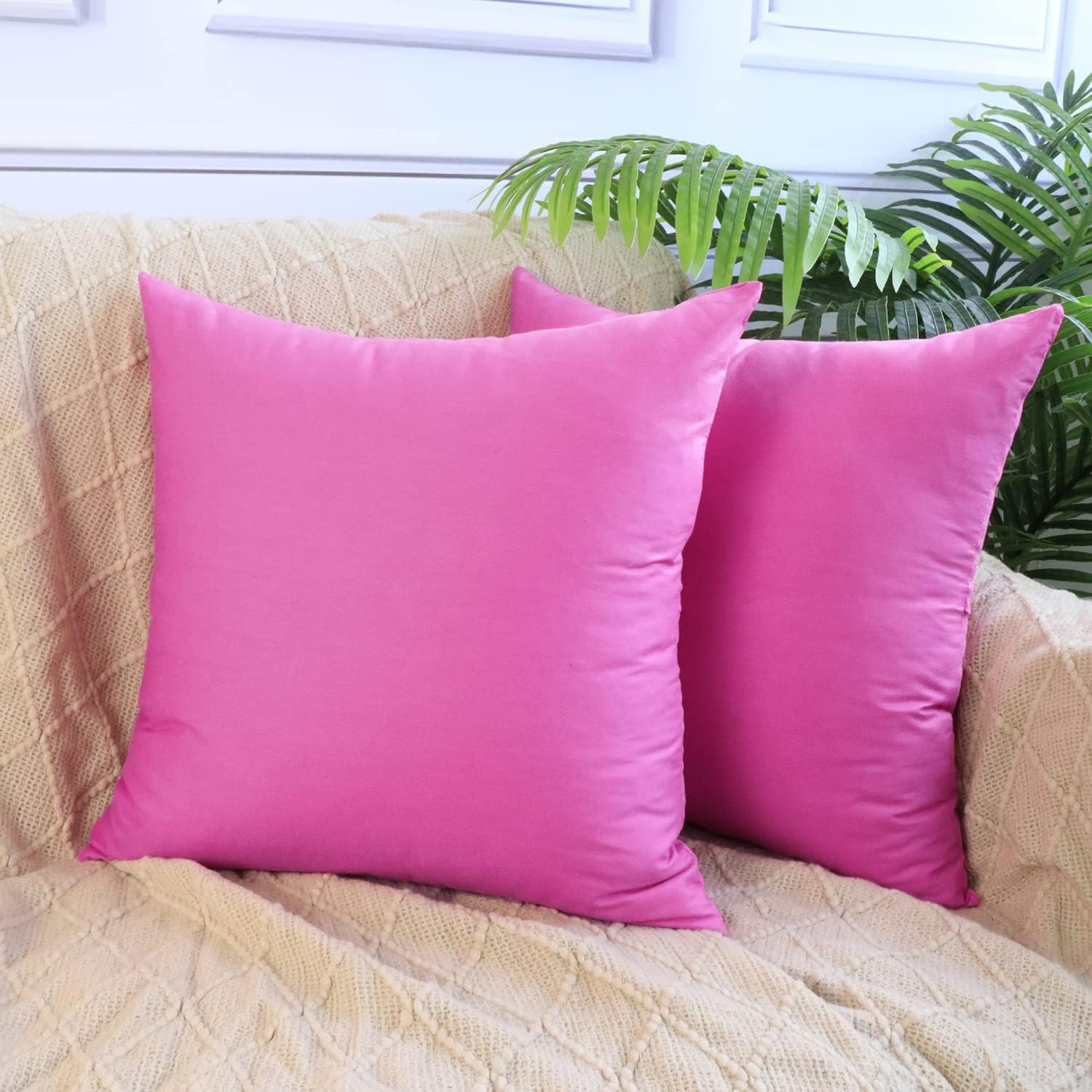 Thmyo 4-Pack 100% Cotton Comfortable Solid Decorative Throw Pillow Case, Square Cushion Cover Pillowcase Sublimation Blank Pillow Covers DI…