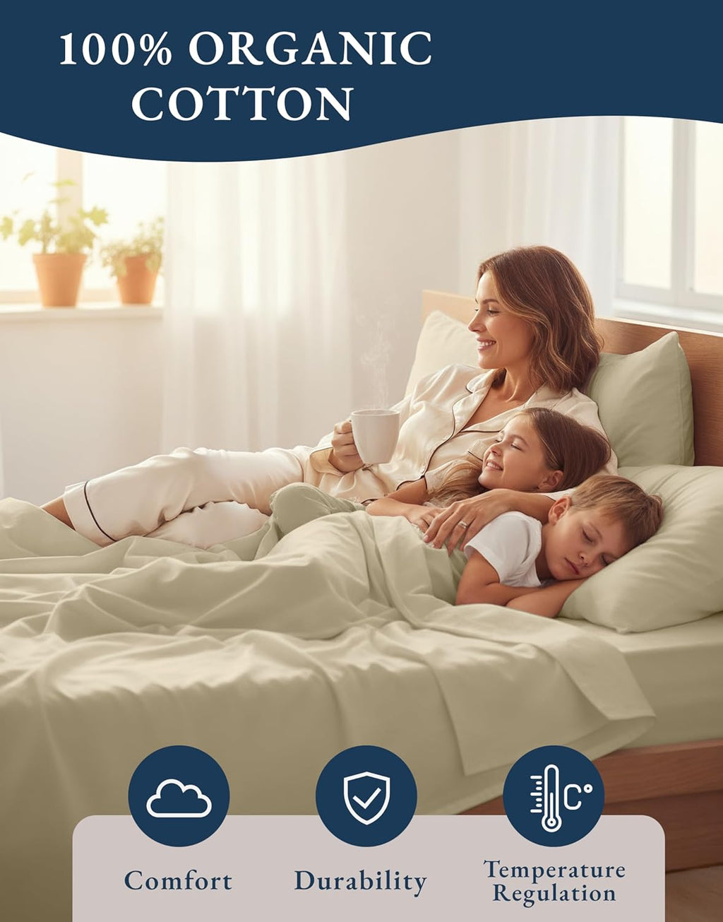 LaneLinen LANE LINEN 100% Organic Cotton Twin Size Bed Sheets, Fully Elasticized Mercerised Cotton Bed Sheet Set, Soft & Comfy Low Pill Fac…