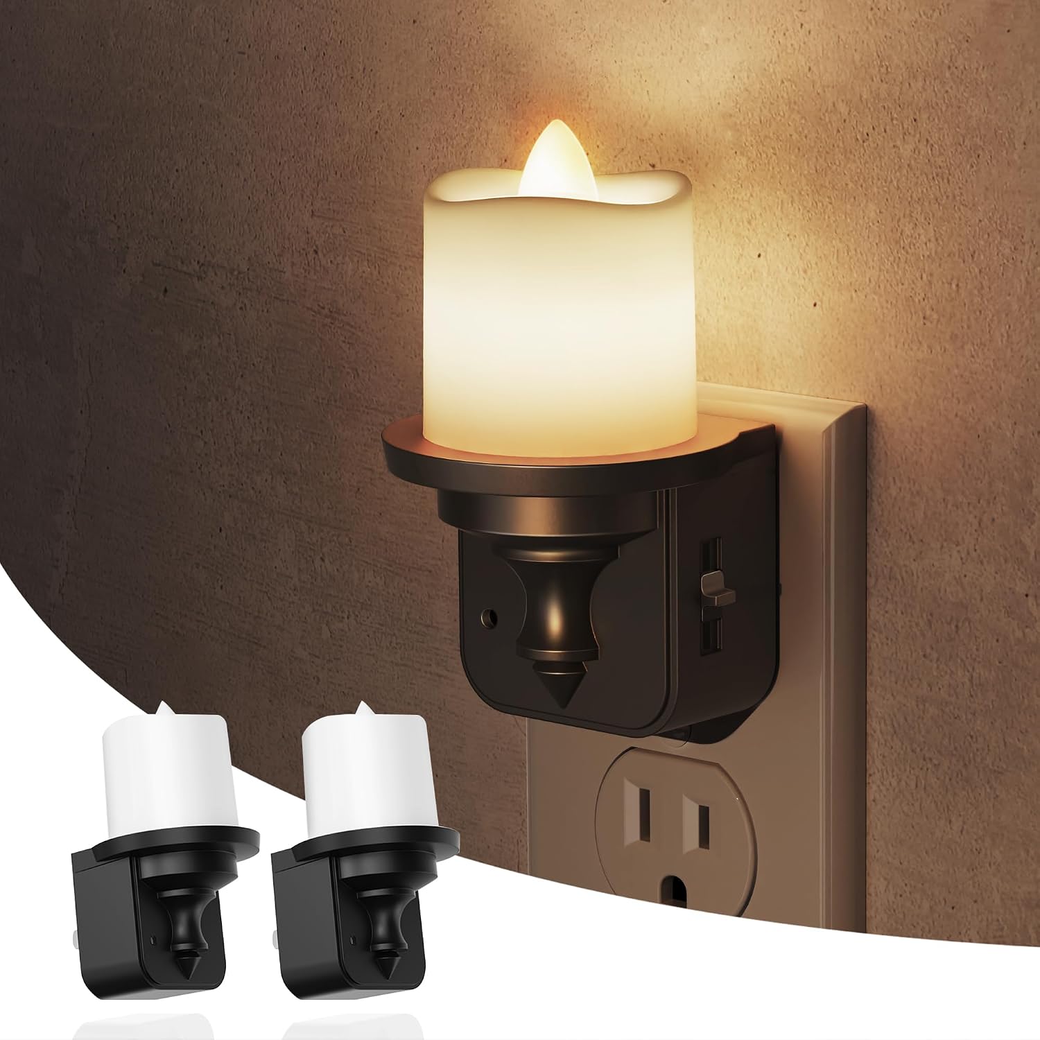 L LOHAS LED Candle Night Light, Dimmable Night Lights Plug into Wall, Dusk to Dawn Sensor, 0-100LM Flameless Candle Nightlight, Soft…