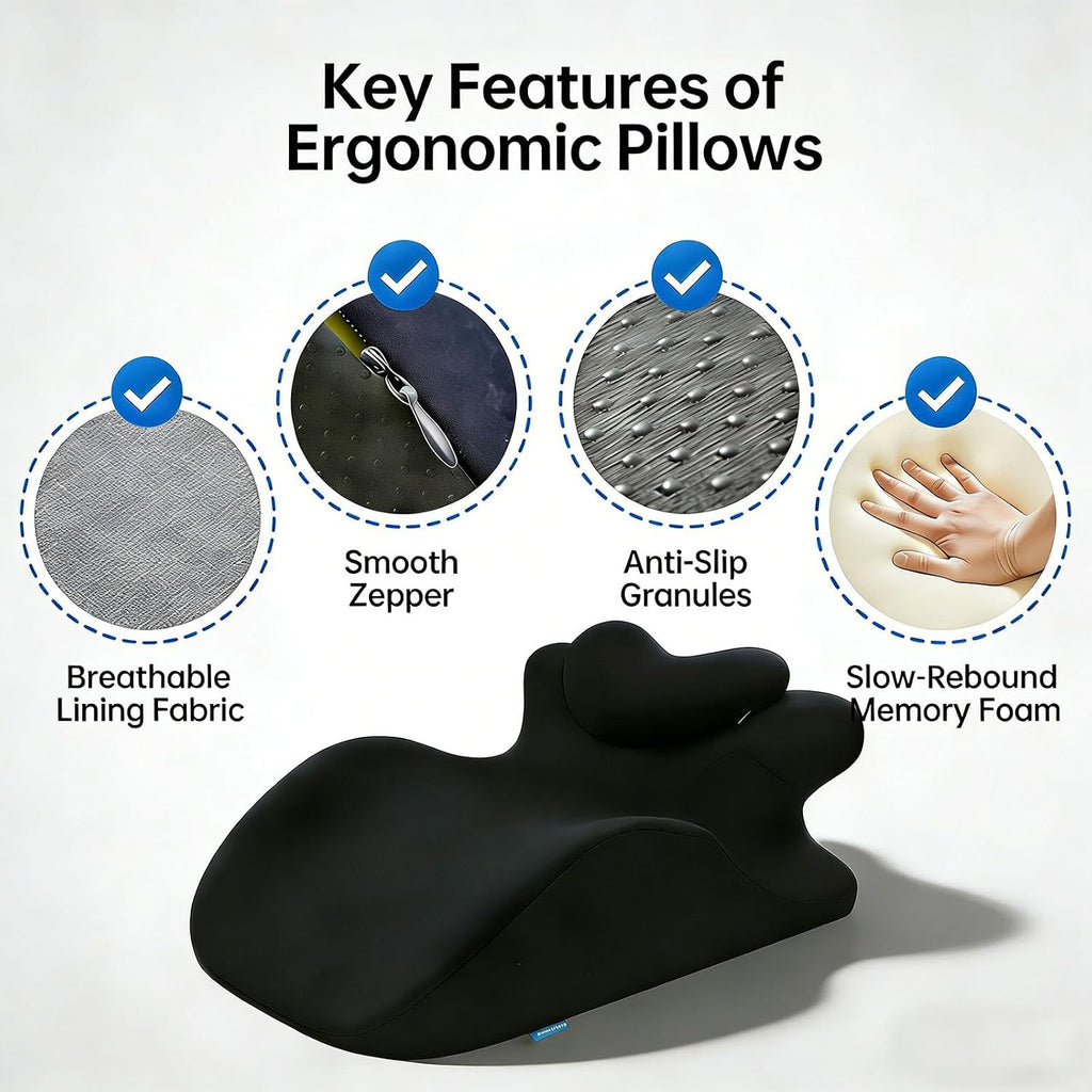 Generic Memory Foam Ergonomic Rest Pillow, Multi-Use Reading & Prone Sleep Pillow for Back Support, Comfortable Wedge for Sitting Up…