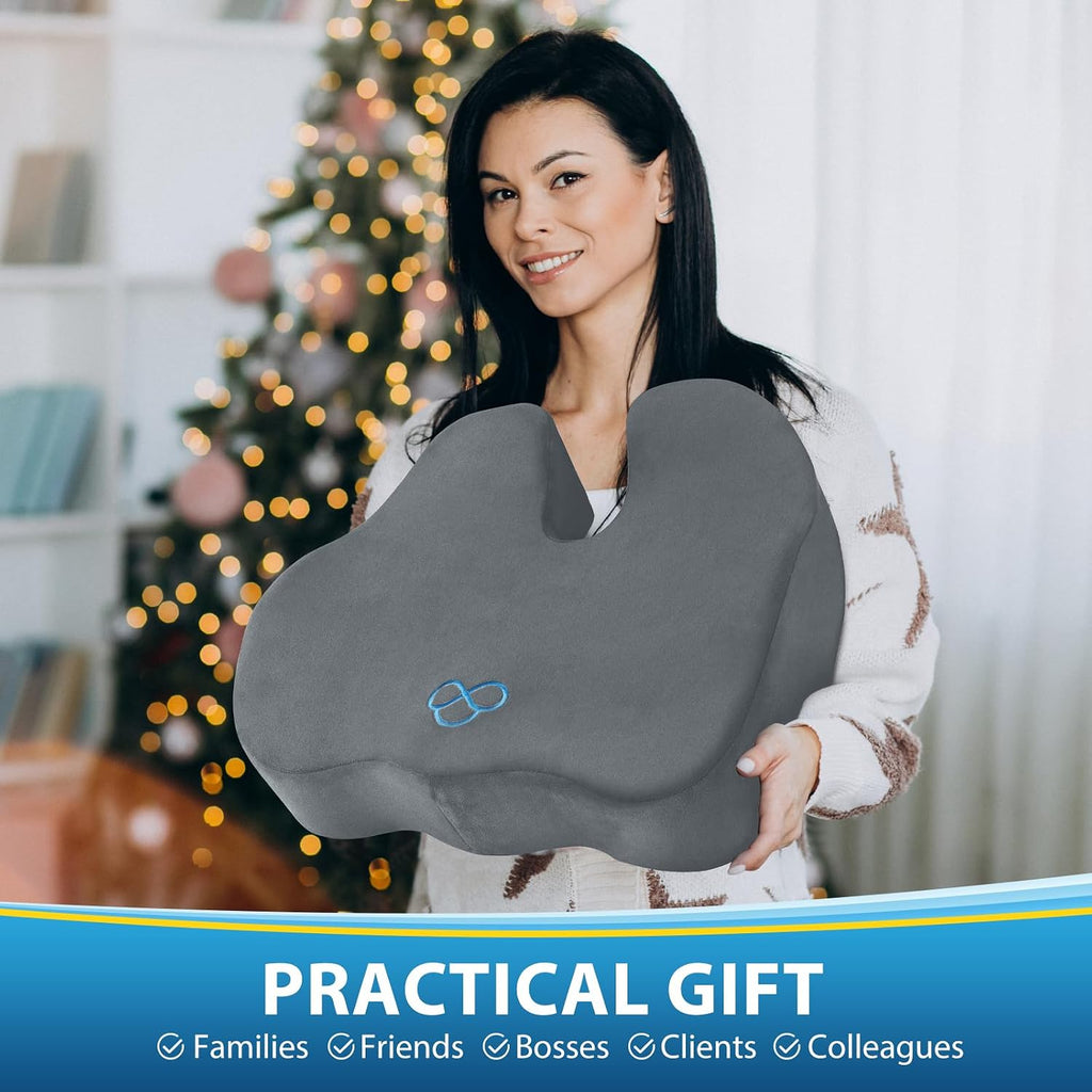 BlissTrends Seat Cushion, Thick Memory Foam Cushions for Office Chair, Car Seat, Airplane, Relieving Pressure Tailbone Sciatica Back Pain fo…
