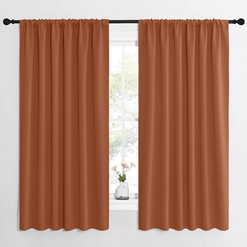 NICETOWN Blackout Curtains and Drapes - Thermal Insulated Solid Rod Pocket Blackout Draperies/Panels for Living Room, Bedroom (Burnt…