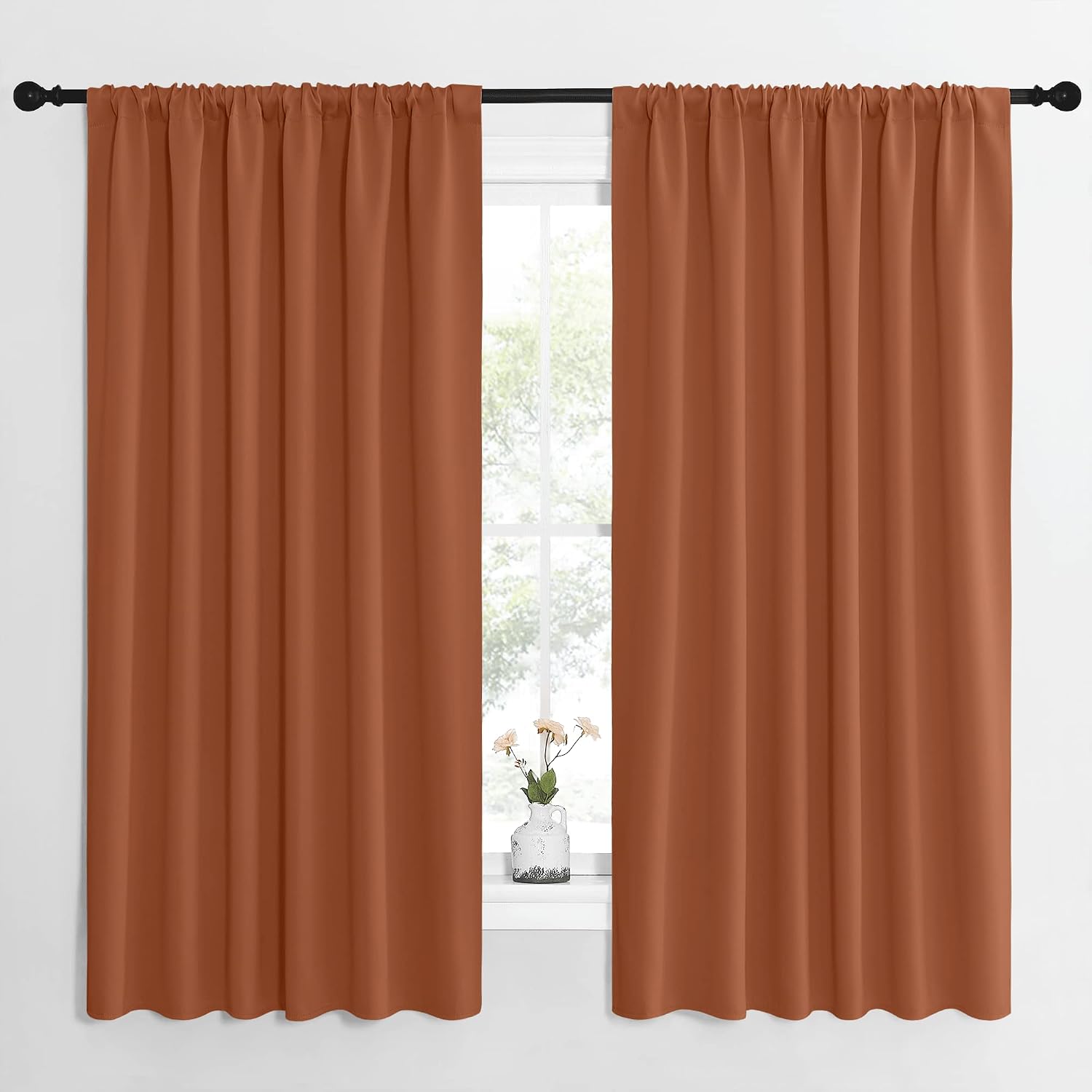 NICETOWN Blackout Curtains and Drapes - Thermal Insulated Solid Rod Pocket Blackout Draperies/Panels for Living Room, Bedroom (Burnt…