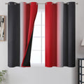 Estelartextiler Estelar Textiler Ombre Red and Black Curtains 45 Inch Length 2 Panels, 100% Blackout Curtains for Living Room, Grommet Ther…