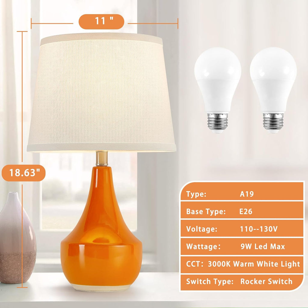 GyroVu 18" Table Lamp Set of 2, Ceramic Lamp Classic Beside Lamps Nightstand Lamp Modern Table Lamp for Living Room, Bedroom & Office…