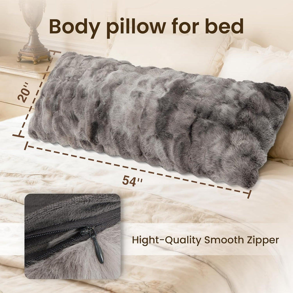 Zonli Fluffy Body Pillow for Adults, Fuzzy Faux Fur Body Pillow with Shredded Memory Foam, Adjustable Support for Side Sleepers, Pregnancy…