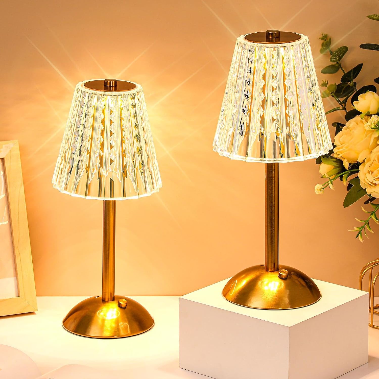 Liliful 6 Pcs Cordless Table Lamp Rechargeable Touch LED Small Gold Portable Battery Operated USB-c Desk Lamp 3 Color Dimmable for…