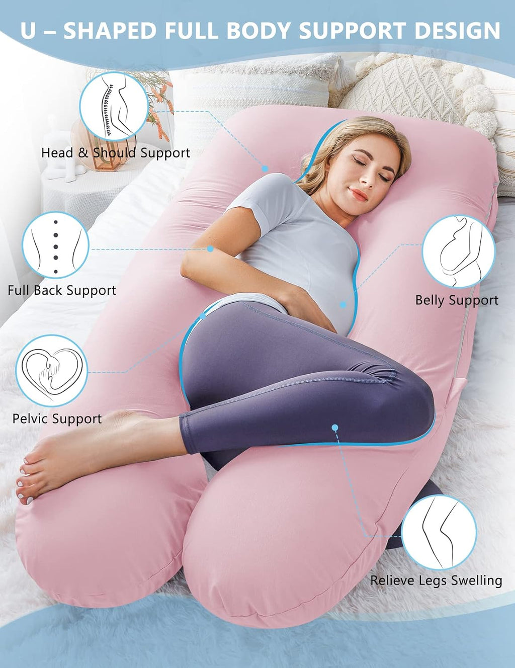 Meiz Pregnancy Pillows, Pregnancy Pillows for Sleeping, Pregnancy Body Pillow Cooling, Maternity Pillow for Pregnant Woman with Cooling Jer…
