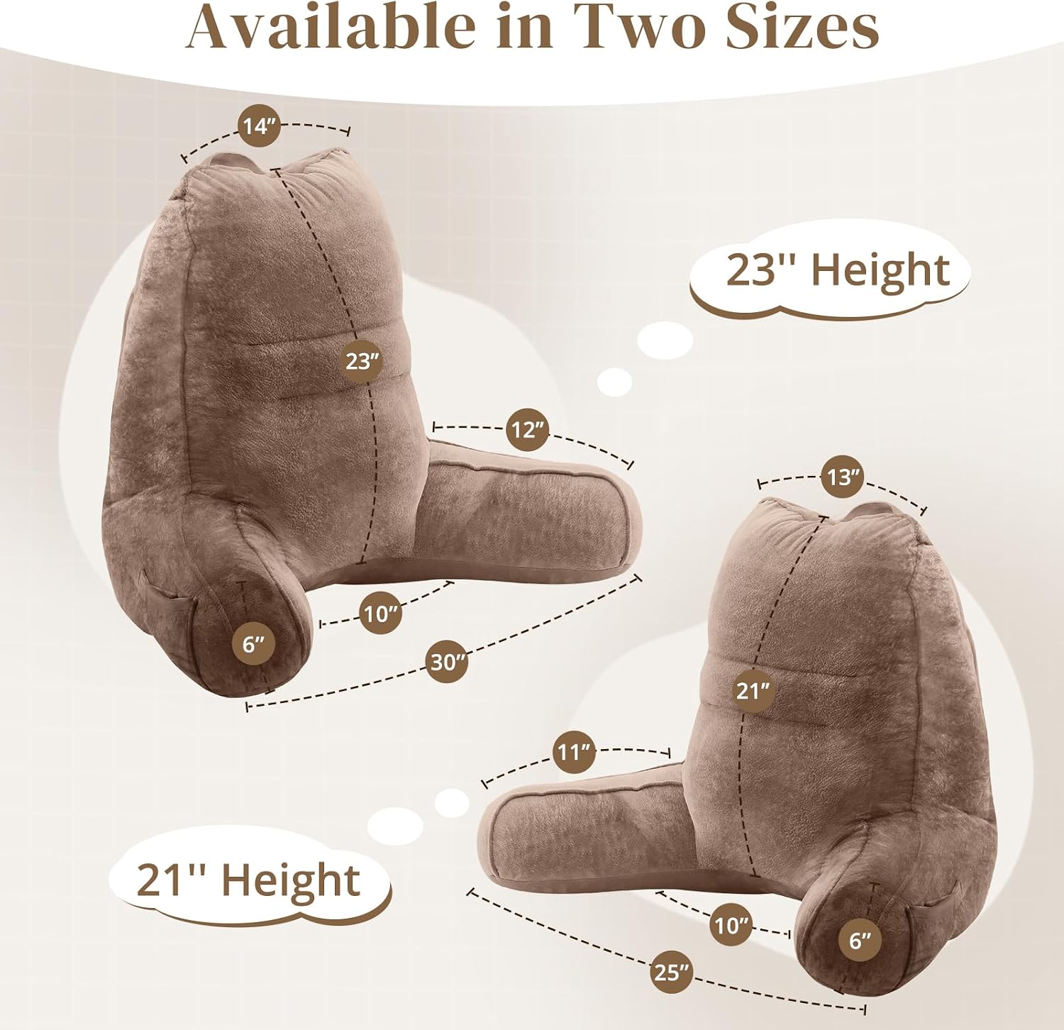 Sasttie Reading Pillow, Pillows for Reading or Relaxing – Ergonomic Support for Head, Neck, Back, and Lumbar, 21-Inch, Khaki