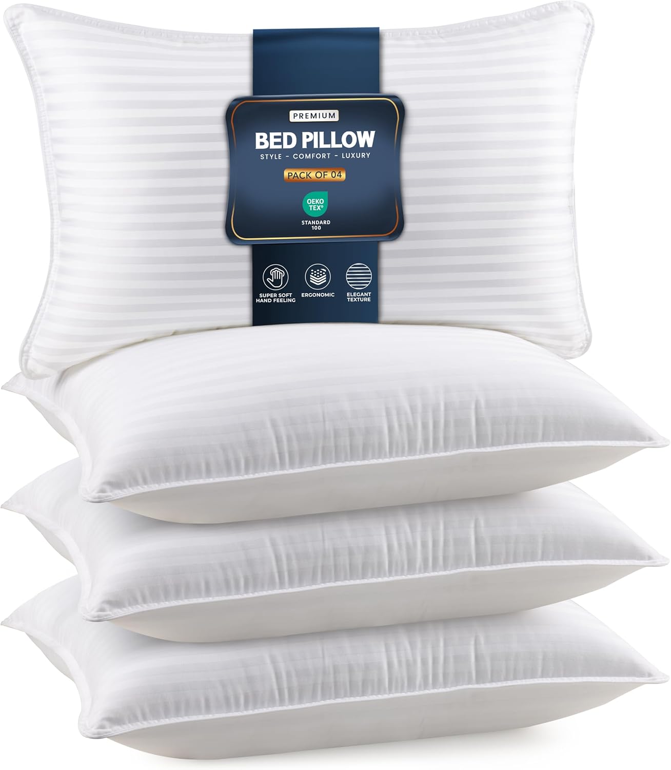 Utopiabedding Utopia Bedding Bed Pillows Queen Size Set of 4 (White), Down Alternative Pillows for Sleeping, Cooling Hotel Quality Pillow S…