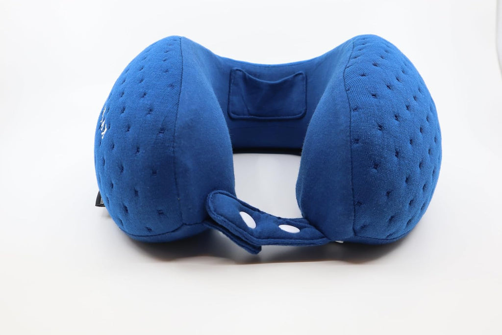 Be Relax Pure Travel Pillow Made of Organic Cotton, Reusable Heat Patch and Ergo Smart Flatback (Navy Blue)