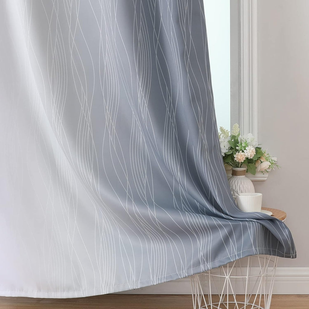 Estelartextiler Estelar Textiler Grey and Greyish White Gradient Blackout Curtains 102 Inches Long for Bedroom, Thermal Insulated Full Room…